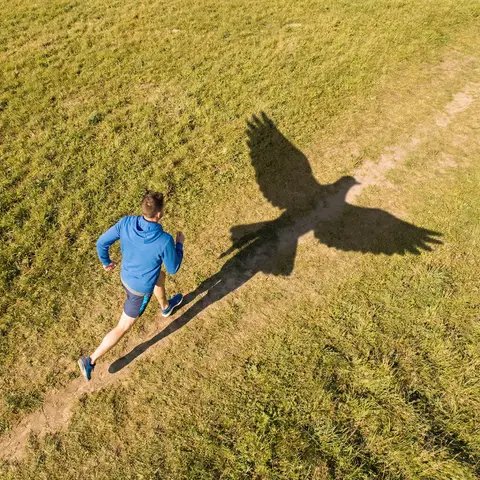 Man Running With Dove Shadow