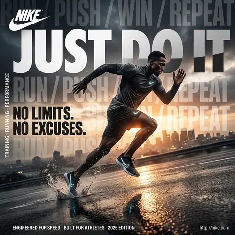 Nike Just Do It Athlete Sprint Sunrise Billboard Cinematic Poster