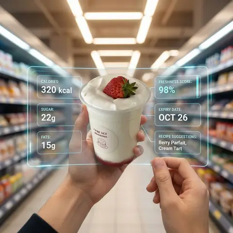 AR Nutrition Interface Supermarket POV Shot