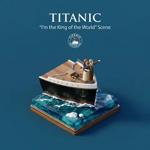 Isometric Miniature Diorama Movie Scene Square Display Art