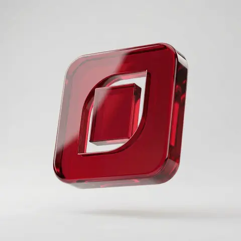 Ruby Glass Logo Sculpture 3D Render