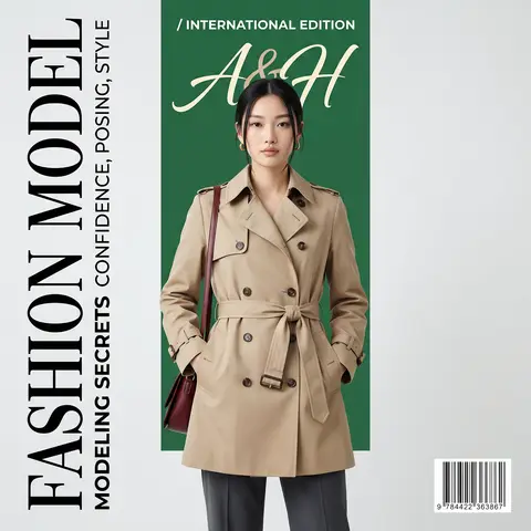 A&H International Fashion Magazine Cover Editorial Trench Coat Model
