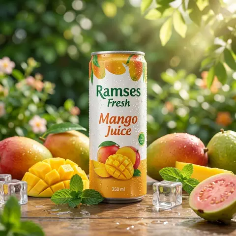 Ramses Fresh Mango Juice Can Garden Natural Light Beverage Shot