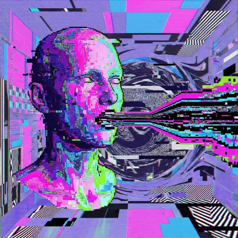 Glitchcore Human Head Portrait