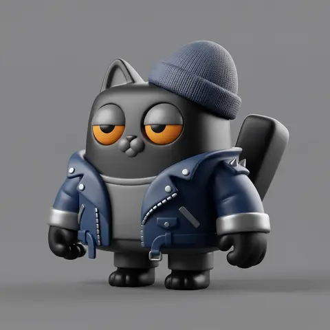 Chunky Biker Cat Designer Toy