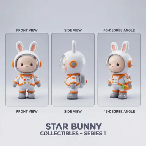 Chibi Astronaut Bunny Blind Box Design Sheet
