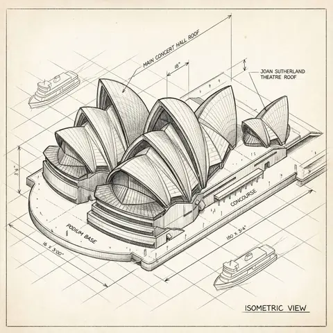 Isometric Building Schematic Drawing