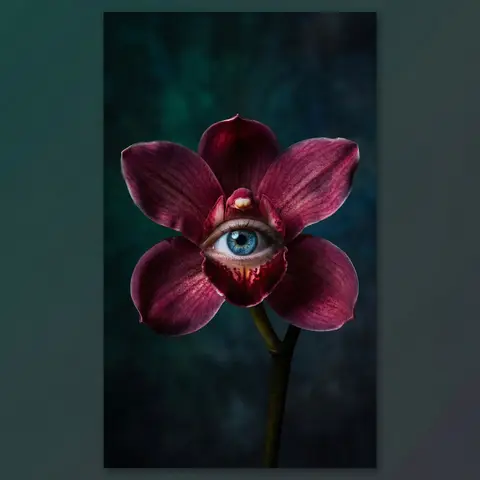 Surreal Human Eye Flower Portrait