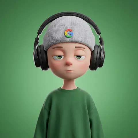 Sleepy 3D Cartoon Boy Headphones Green Sweatshirt Character Render