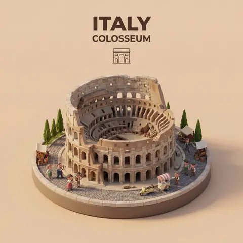 Isometric Country Architecture Diorama