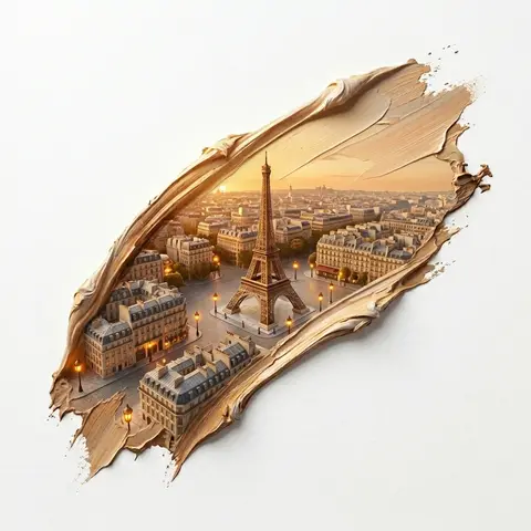 Paris Eiffel Tower Brushstroke Fine Art