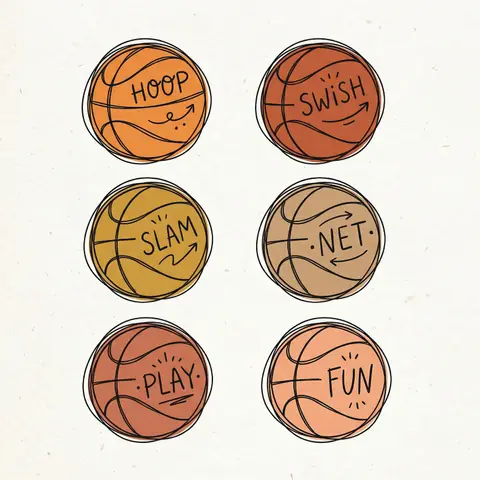 Hand-Drawn Basketball Graphic Set