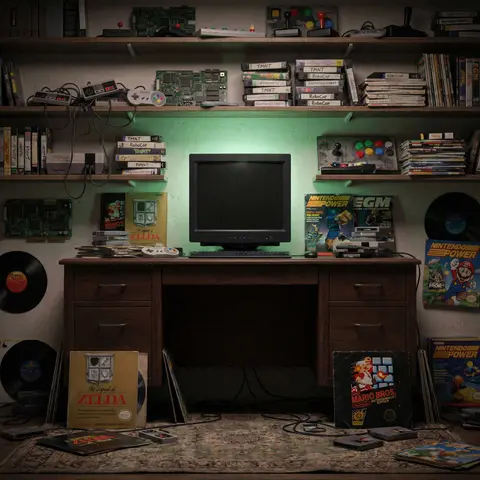 Retro Gaming Dark Room Setup