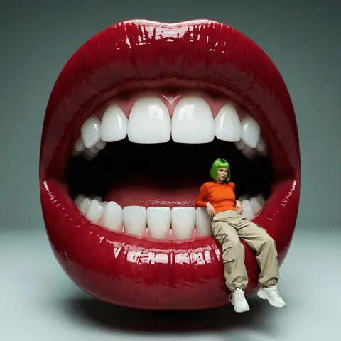 Surreal Giant Mouth Fashion Editorial