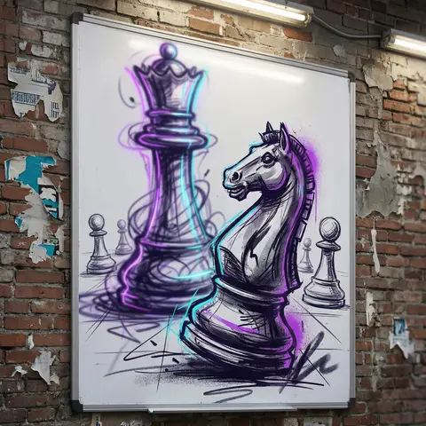 Urban Graffiti Chess Pieces Watercolor
