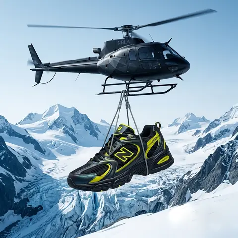 Black Helicopter Sneaker Alpine Glacier Luxury Fashion Campaign