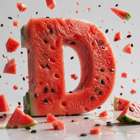 3D Fruit Letter Macro Studio Composition