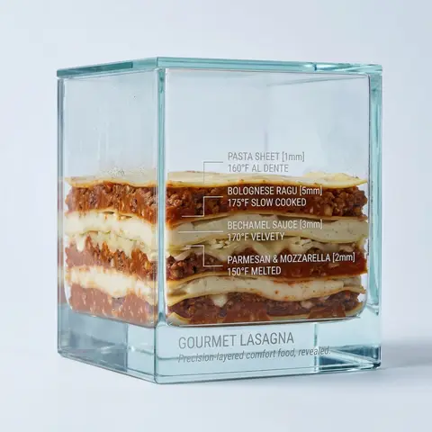 Glass Vitrine Food Cross-Section