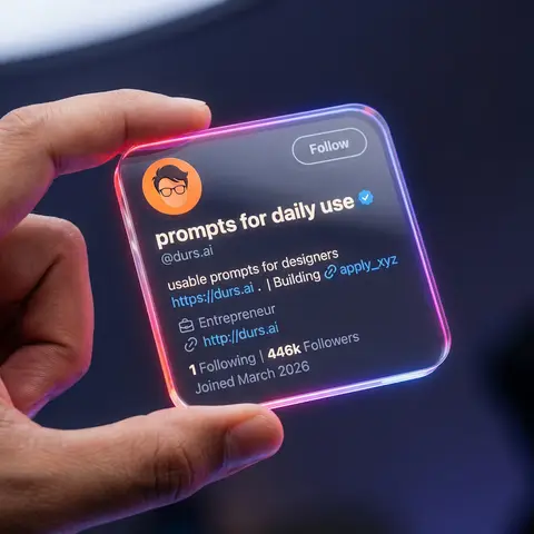 Transparent Glass Social Media Profile Card