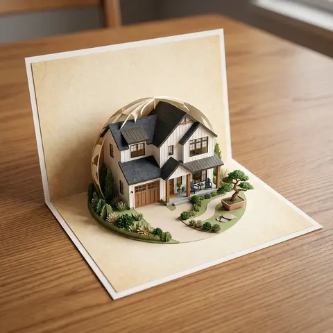 A6 Folding Card 3D Tiny House Pop-Up