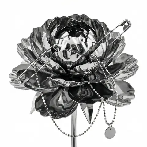 Polished Steel Peony Product Photography