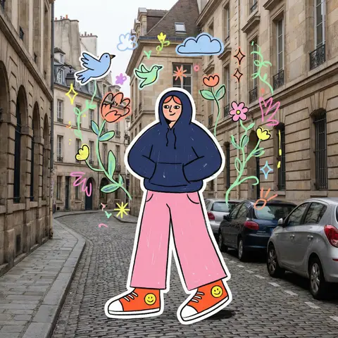 Mixed-Media Street Scene Collage Editorial