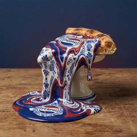 Delftware Pattern Melting Pizza