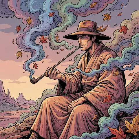 Cannabis Smoke Moebius Otomo Style Illustration