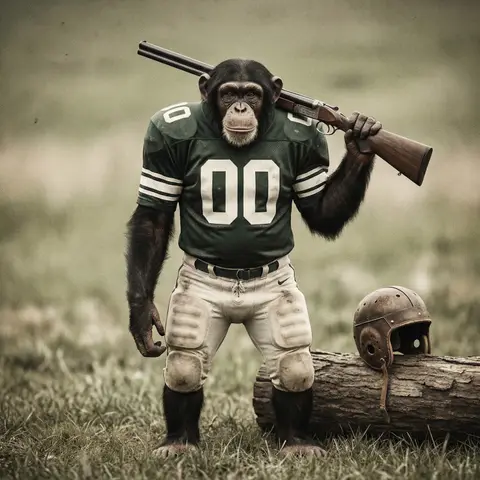 Ape wearing a football uniform