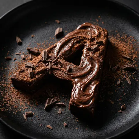 Chocolate Ganache Letter Macro Food Photo