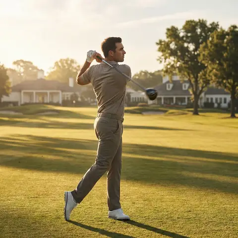 Golf Swing Golden Hour Cinematic Shot