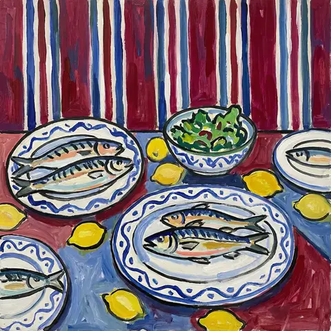 Matisse-Style Fish and Food Painting