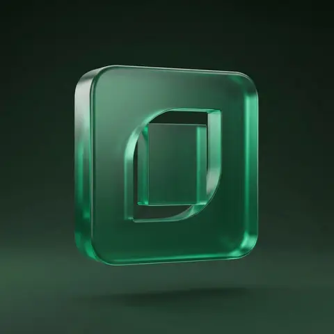 Emerald Glass Logo Sculpture Render