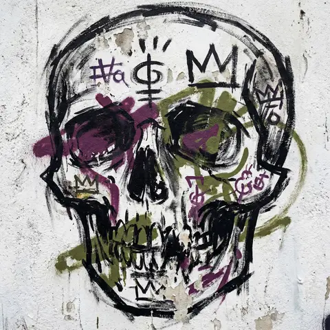Basquiat-Style Graffiti Skull