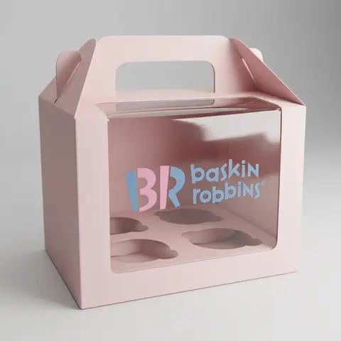 Pastel Pink Gable Cupcake Box Render