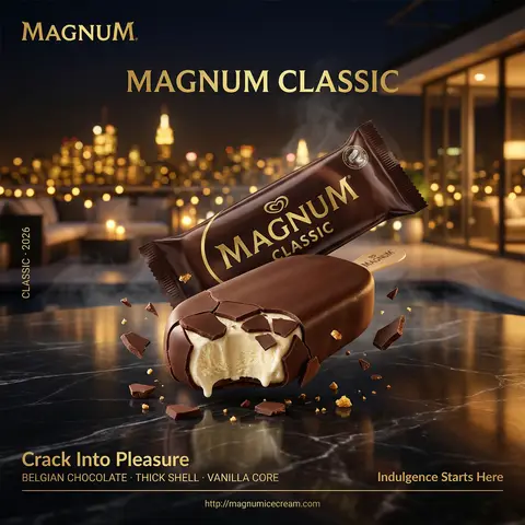 Magnum Classic Dark Chocolate Rooftop Night Cinematic FMCG Poster