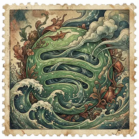 Grunge Vintage Postage Stamp Illustration