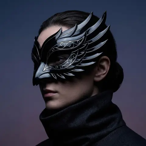Obsidian Feather Mask Side Profile