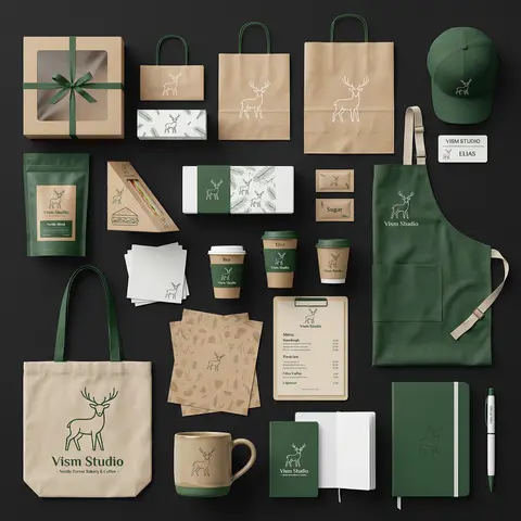 Nordic Forest Bakery Brand Ecosystem Flat Lay