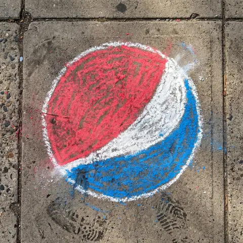 Logo Chalk Drawing Pavement Urban Street Surface Macro Photography