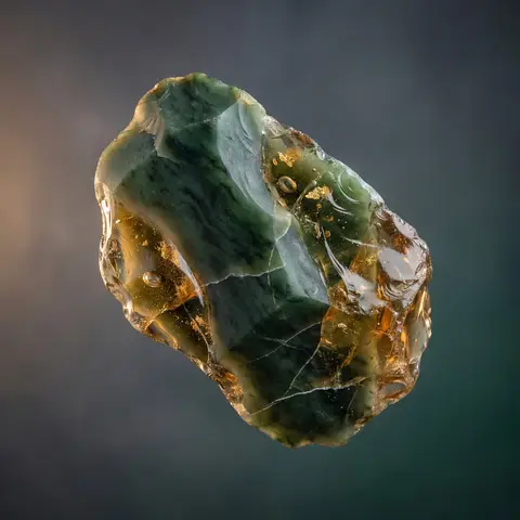 Jade and Amber Glass Fragment Sculpture