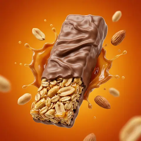 Mid-Air Granola Bar Food Ad Render