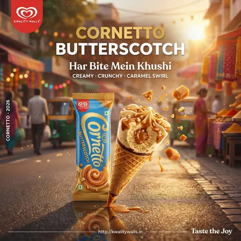 Cornetto Butterscotch Golden Hour Indian Street FMCG Poster