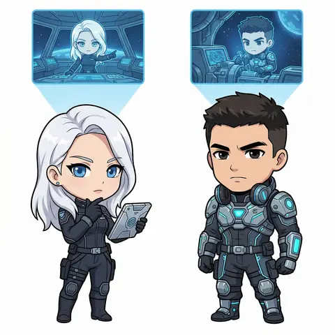 Chibi Anime Video Game Character Design Sheet