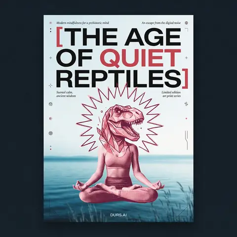 Surreal Animal Head Meditation Figure Halftone Editorial Risograph Poster
