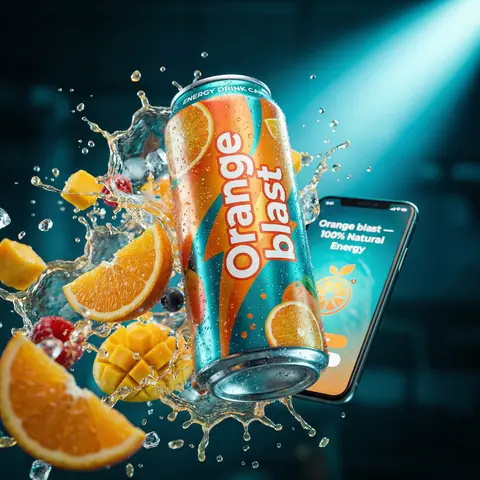 Kiwi Charge Energy Drink Explosion Ad Shot