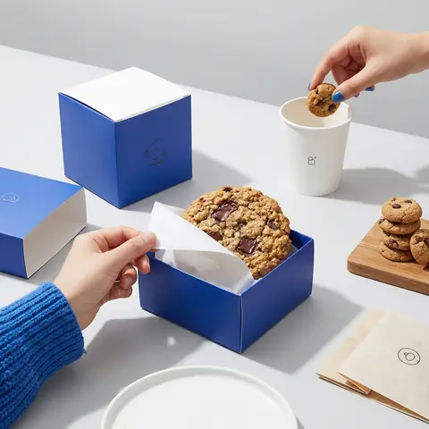 Oatmeal Cookie Cobalt Blue Box Editorial Catalog Product Story