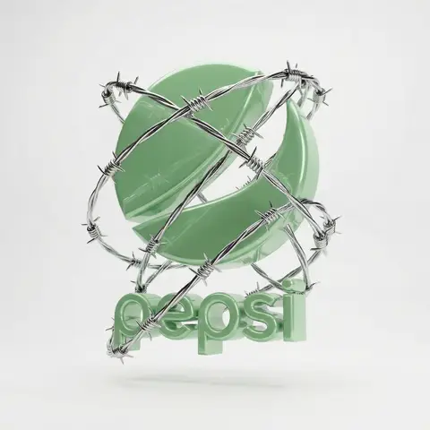 Chrome Barbed Wire Logo 3D Render