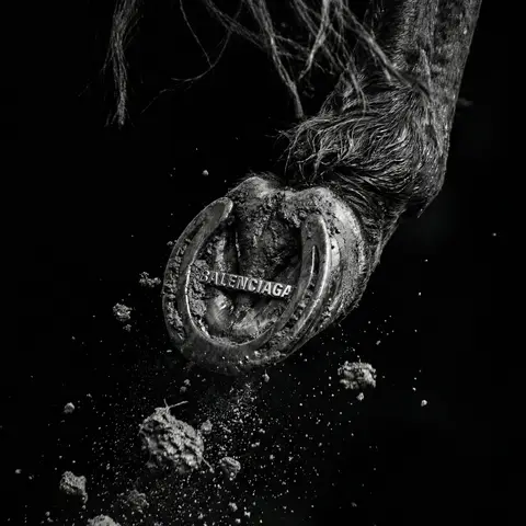 Horse Hoof Mud Horseshoe Brand Logo Cinematic Dark Macro Poster