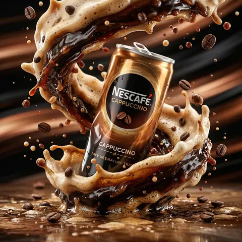Cappuccino Can Coffee Vortex Ad Shot